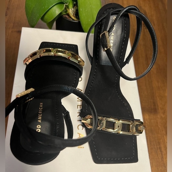 GOOD American Suede 3.5” Heels Black Size 9 NIB with Shoe Bag - Picture 2 of 6